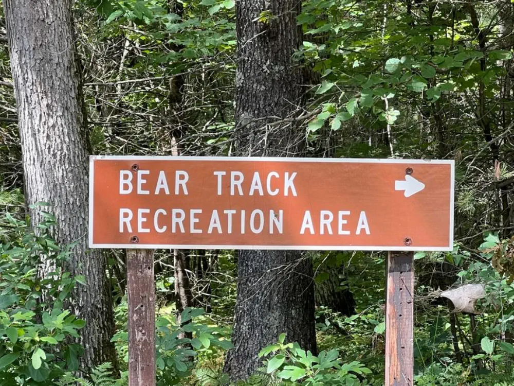 Bear Track Recreation Area sign