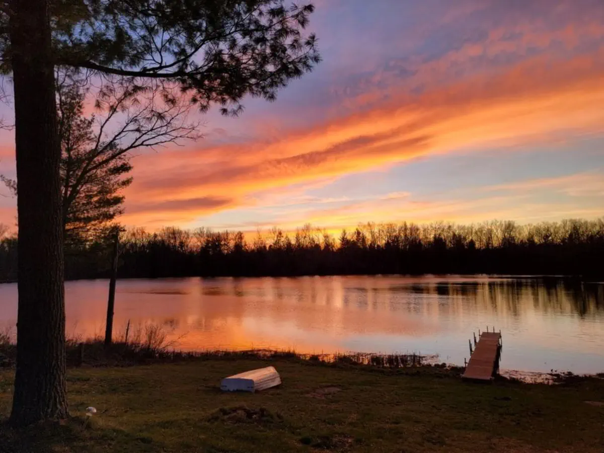 beautiful sunset reflected on lake