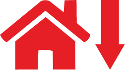 house icon with arrow pointing down